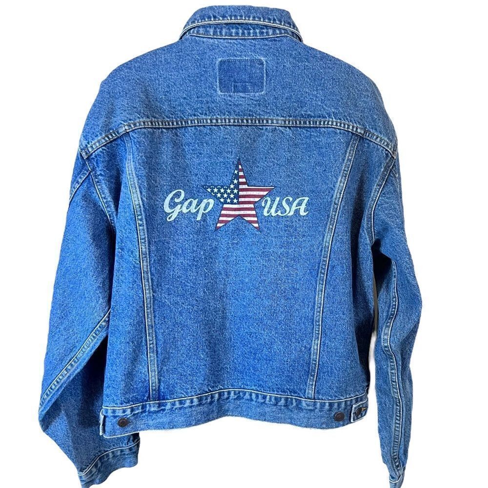 Vintage GAP USA American Flag Star Denim Jacket